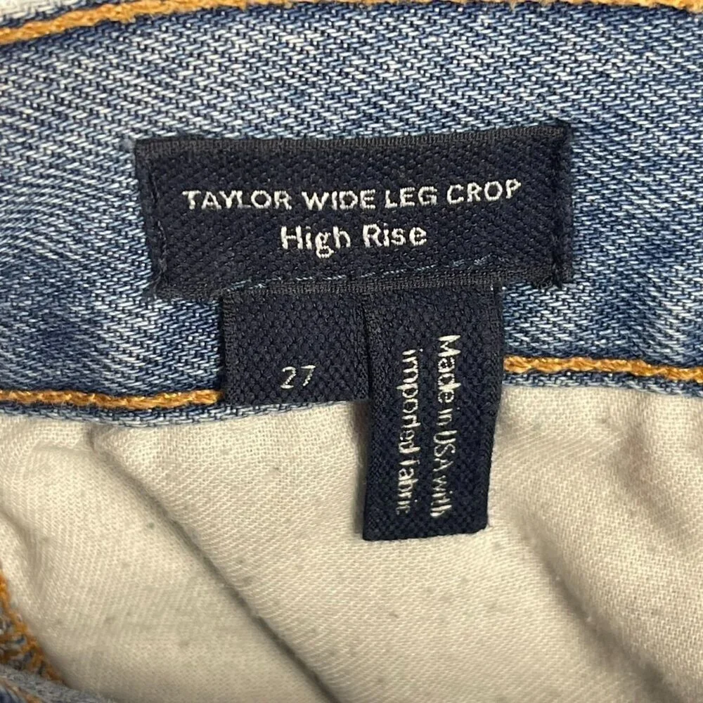 Veronica Beard Taylor Wide Leg Crop Jeans Womens 27 High Rise Blue Raw Hem - Picture 7 of 12